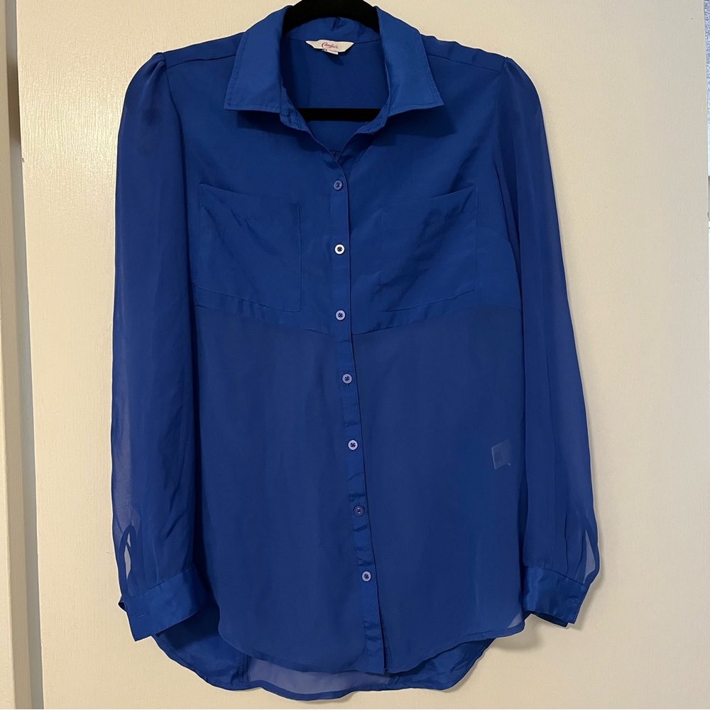 Candies blue button down blouse. Size M..